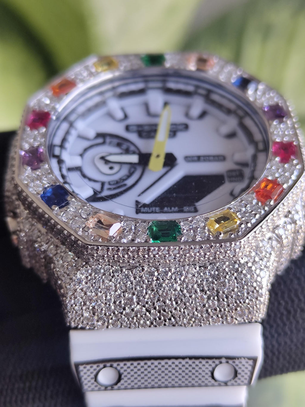 Custom Iced Out Watch: VVS Moissanite, Rainbow Dial by Silvoura
