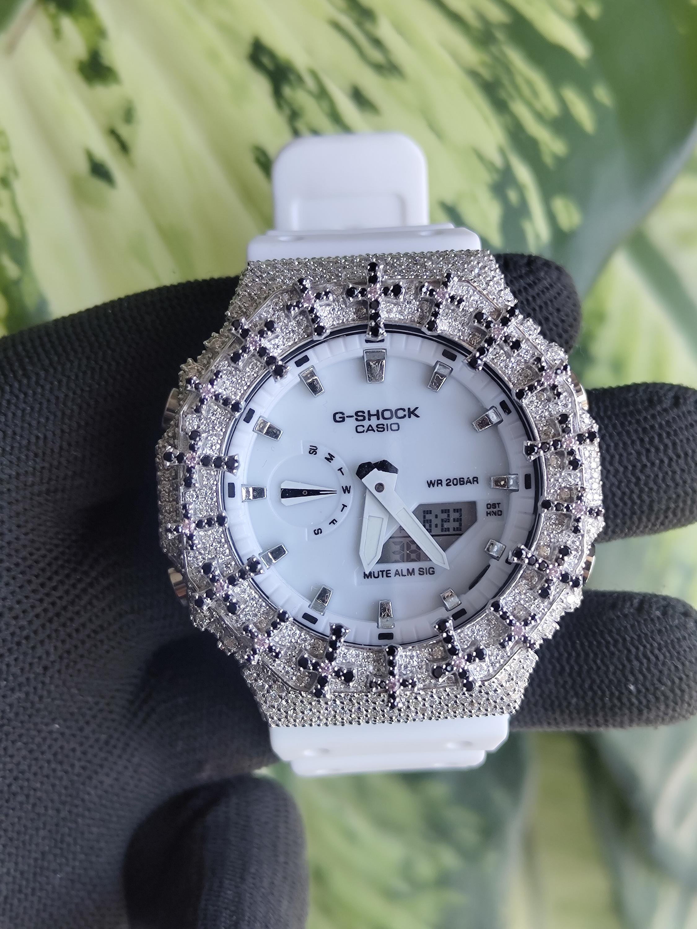 Custom Iced Out Watch: VVS Moissanite Cross Pattern Design by silvoura