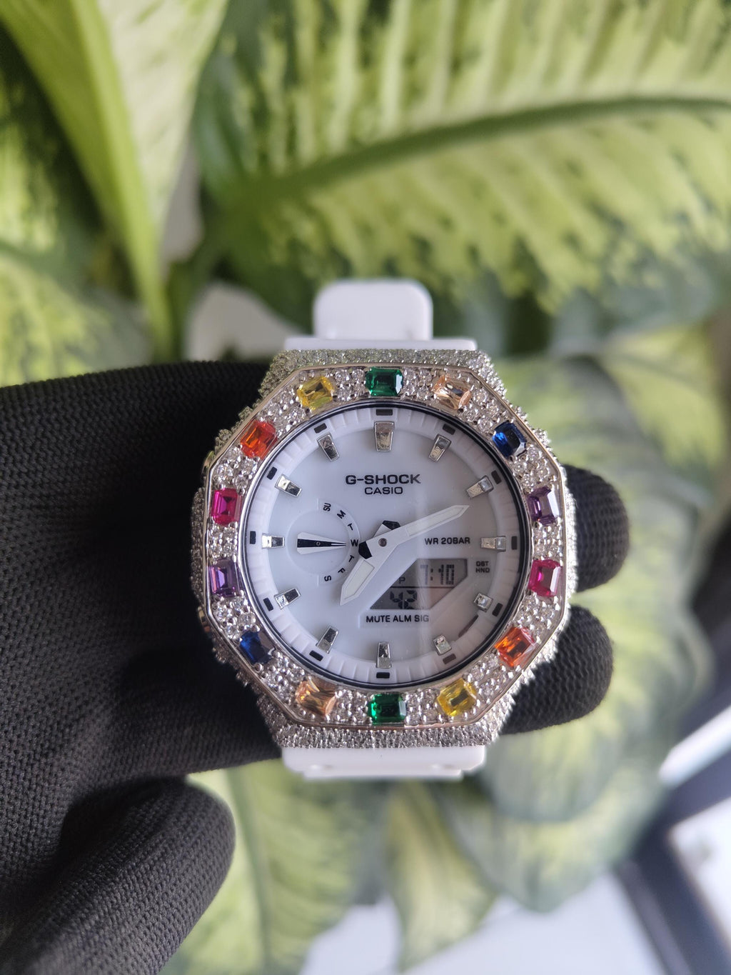 Custom Iced Out Watch: VVS Moissanite, Rainbow Dial by Silvoura
