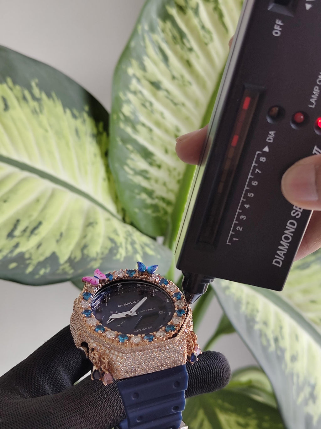 Custom Iced Out Watch: VVS Moissanite, Blue Dial by Silvoura