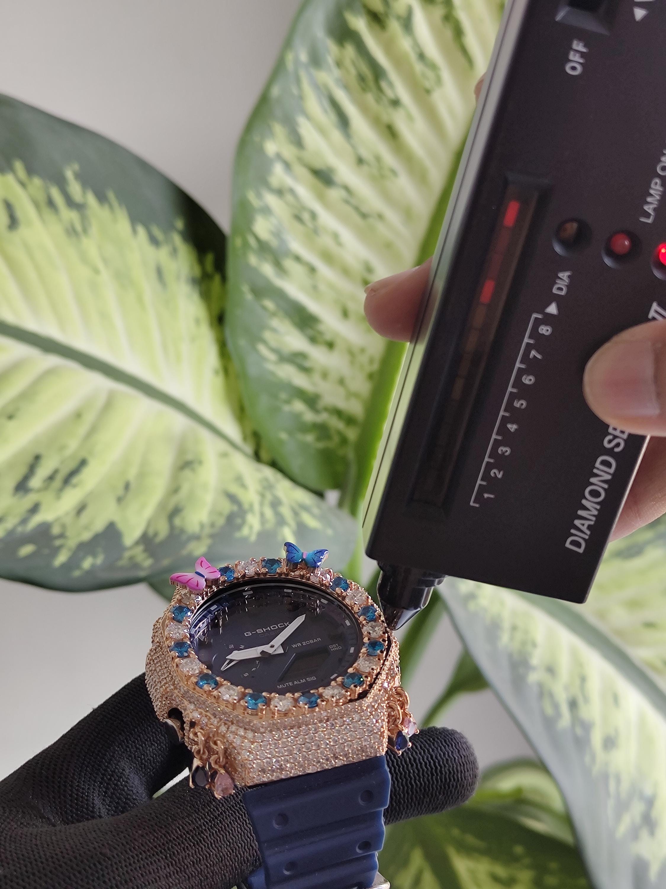 Custom Iced Out Watch: VVS Moissanite, Blue Dial by Silvoura