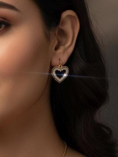 Elegant Heart-Shaped Jewelry Set with Sparkling Earrings