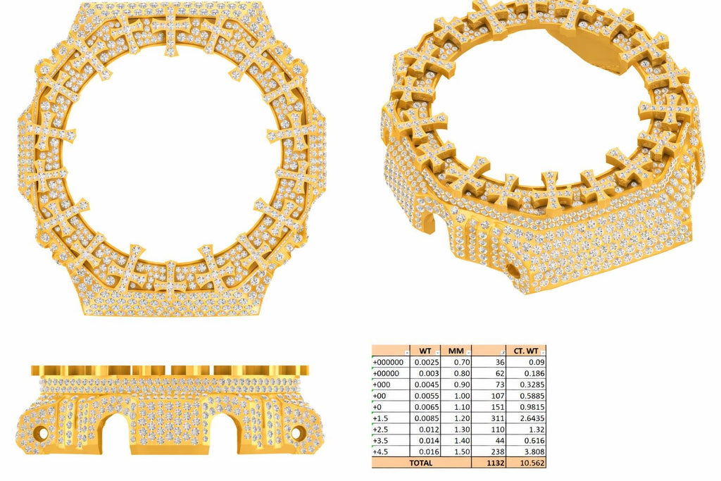 Custom Iced Out Watch: VVS Moissanite Cross Pattern Design by silvoura