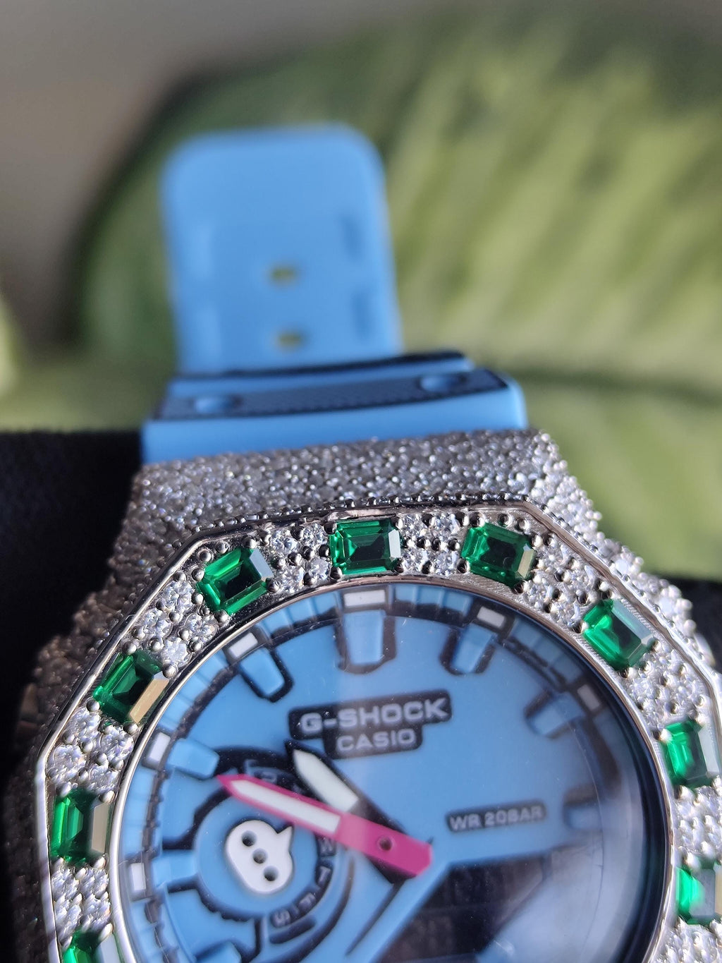 Custom Iced Out Watch: VVS Moissanite, GREEN Dial by Silvoura