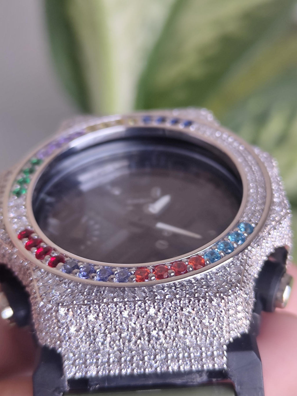 Custom Rainbow Full iced-out Moissanite Watch By Silvoura