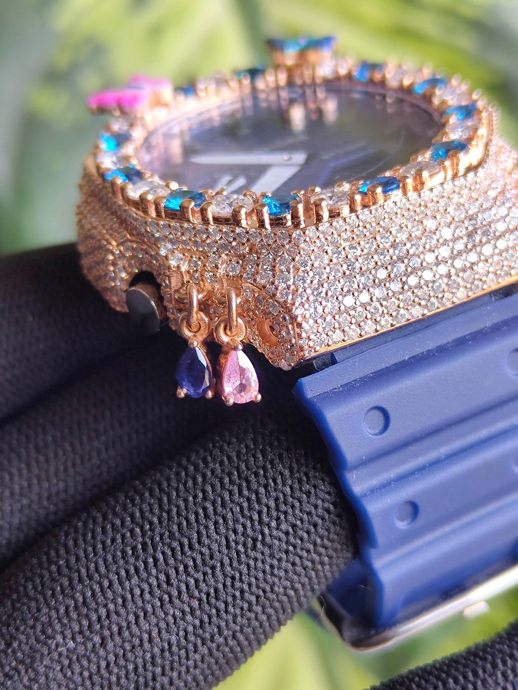 Custom Iced Out Watch: VVS Moissanite, Blue Dial by Silvoura