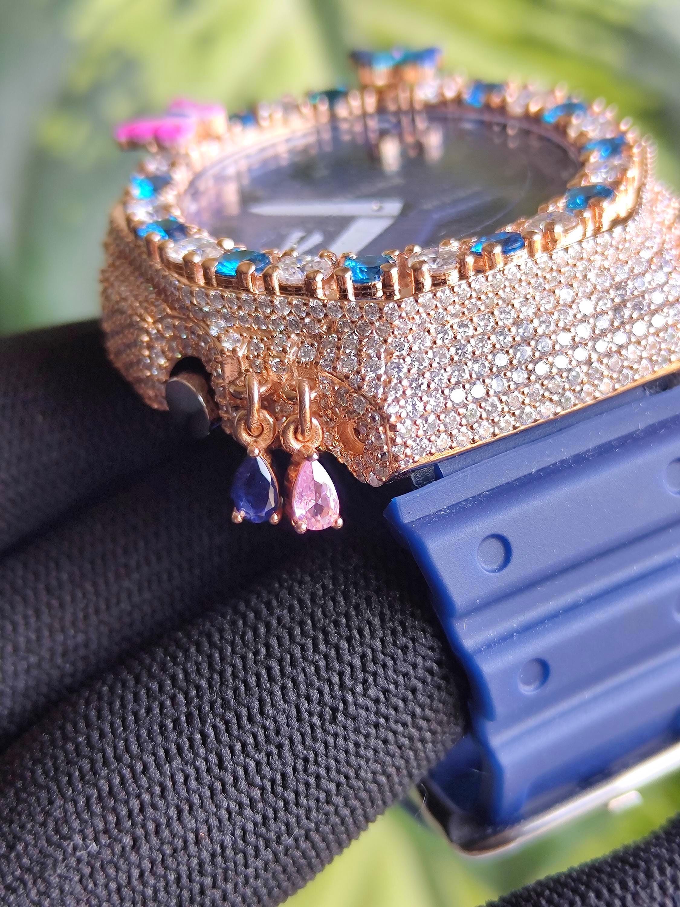 Custom Iced Out Watch: VVS Moissanite, Blue Dial by Silvoura