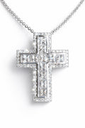 925 Sterling Silver Cross Pendant with Princess cut Moissanite