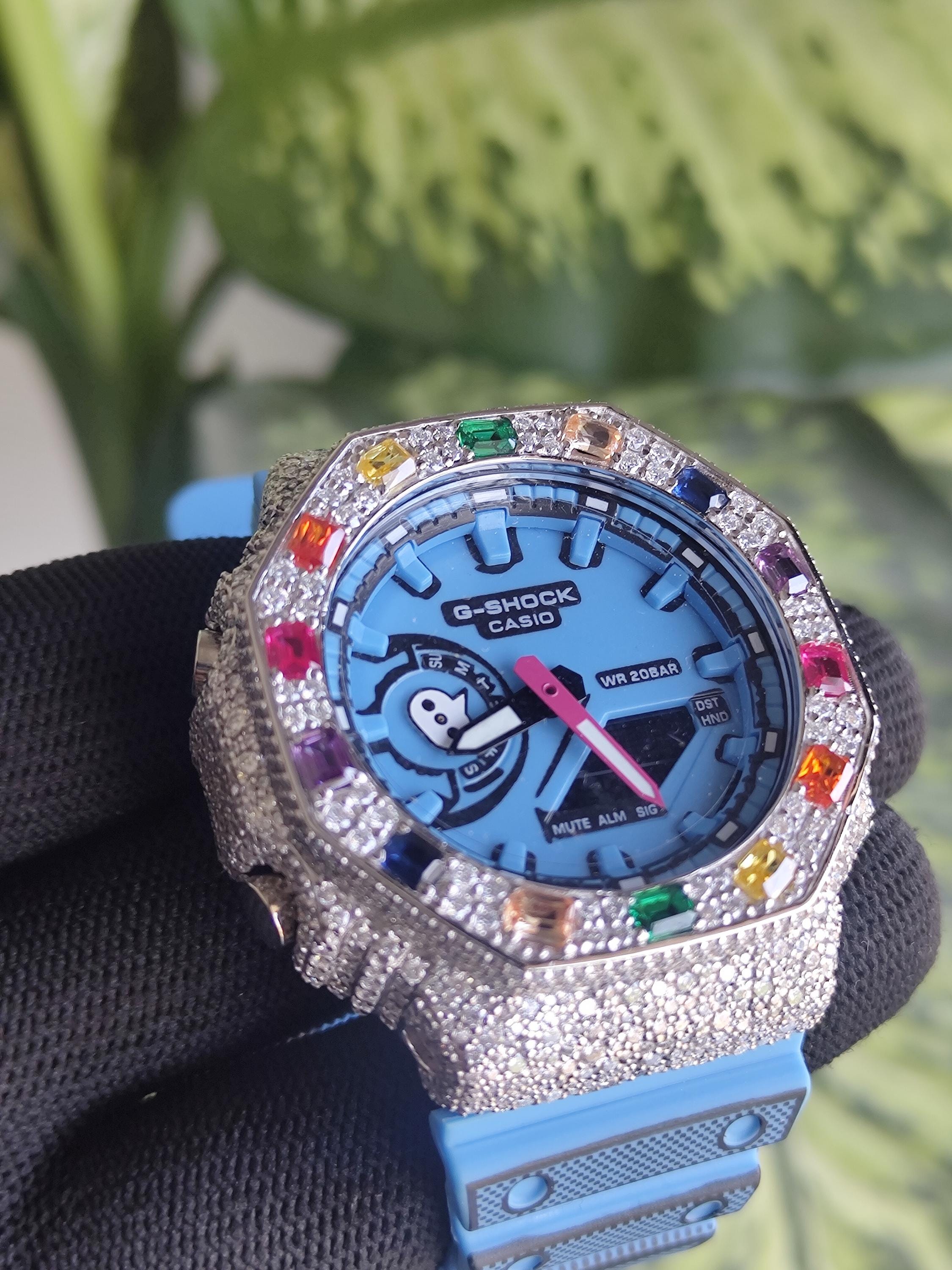 Custom Iced Out Watch: VVS Moissanite, Rainbow Dial by Silvoura