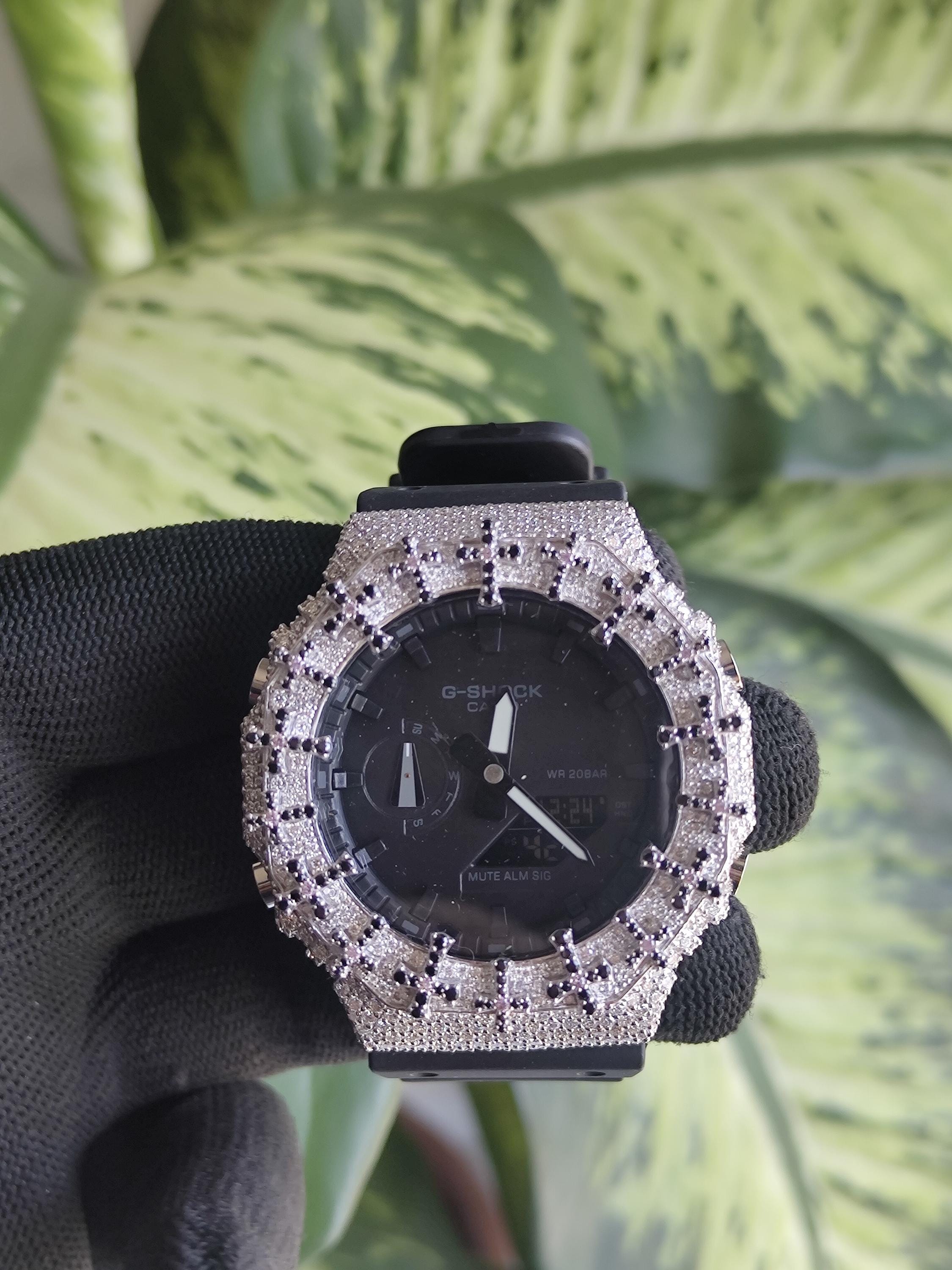 Custom Iced Out Watch: VVS Moissanite Cross Pattern Design by silvoura