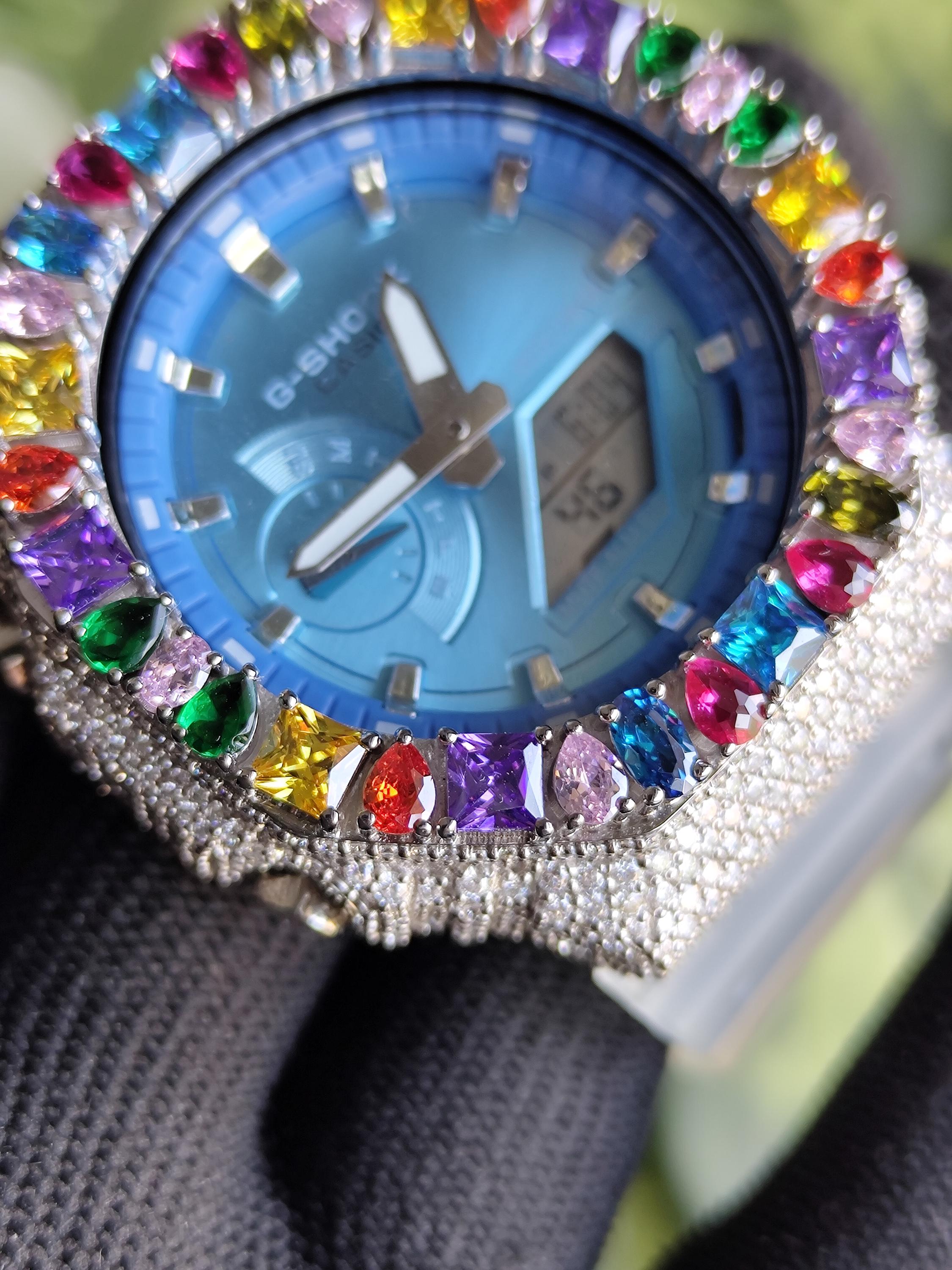 Custom Iced Out Watch: Multicolor Gemstone Luxury Watch Design by silvoura