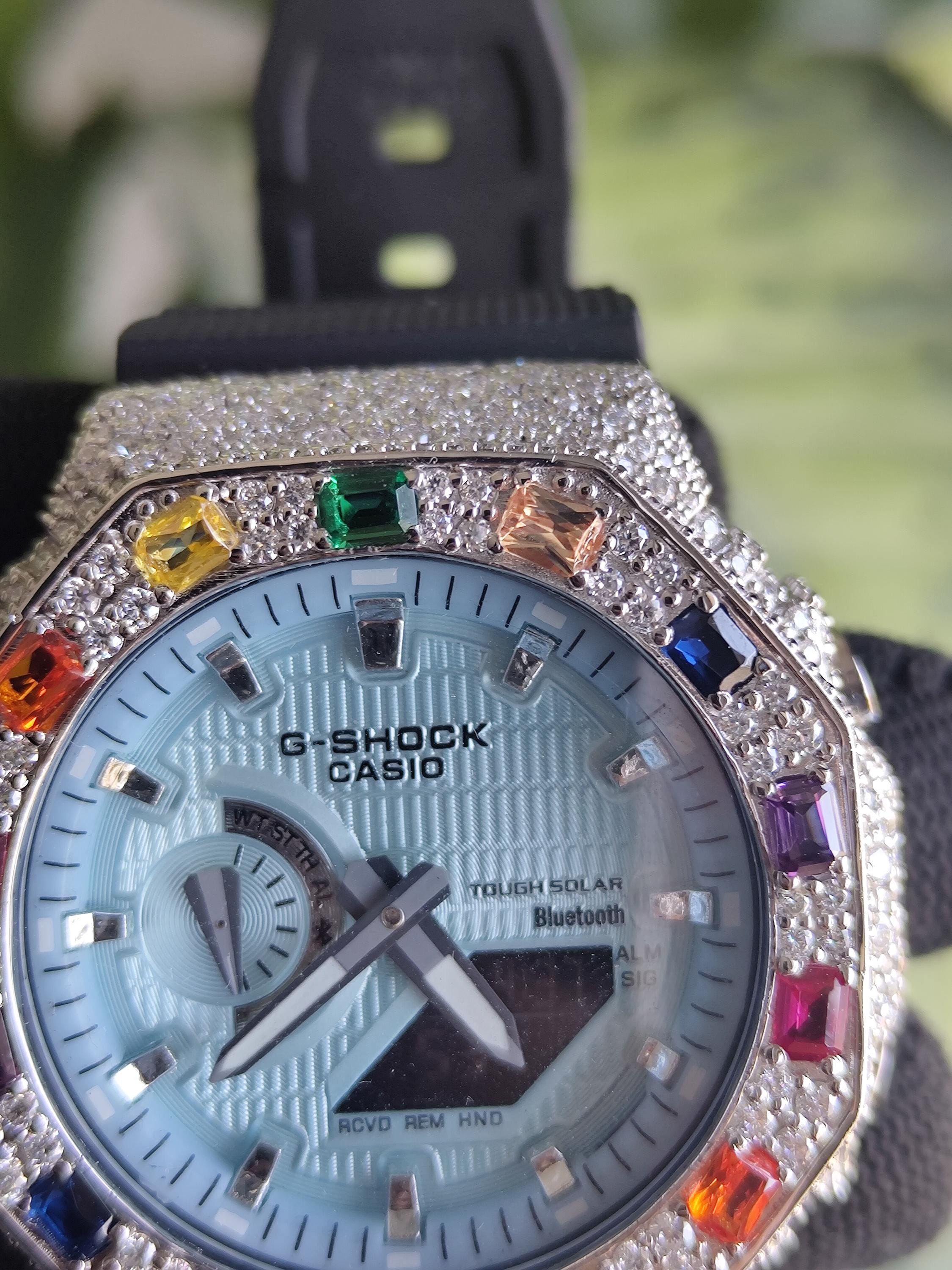Custom Iced Out Watch: VVS Moissanite, Rainbow Dial by Silvoura