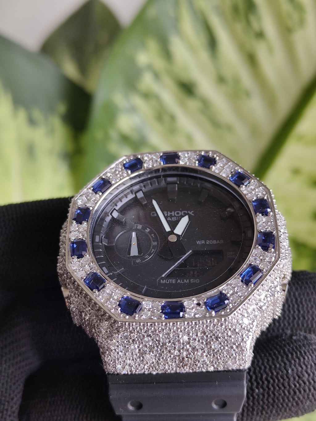 Custom Iced Out Watch: VVS Moissanite, Blue Dial by Silvoura