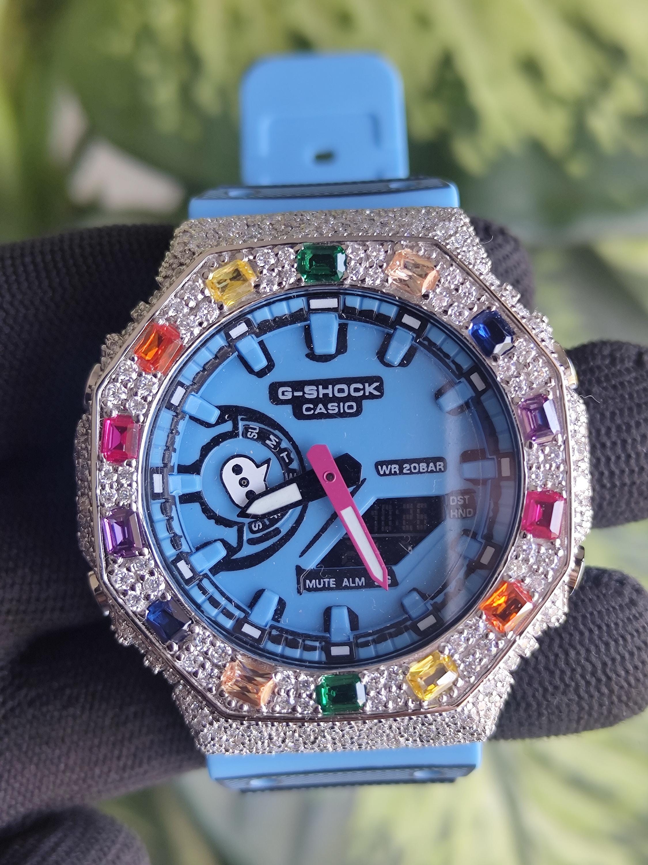 Custom Iced Out Watch: VVS Moissanite, Rainbow Dial by Silvoura