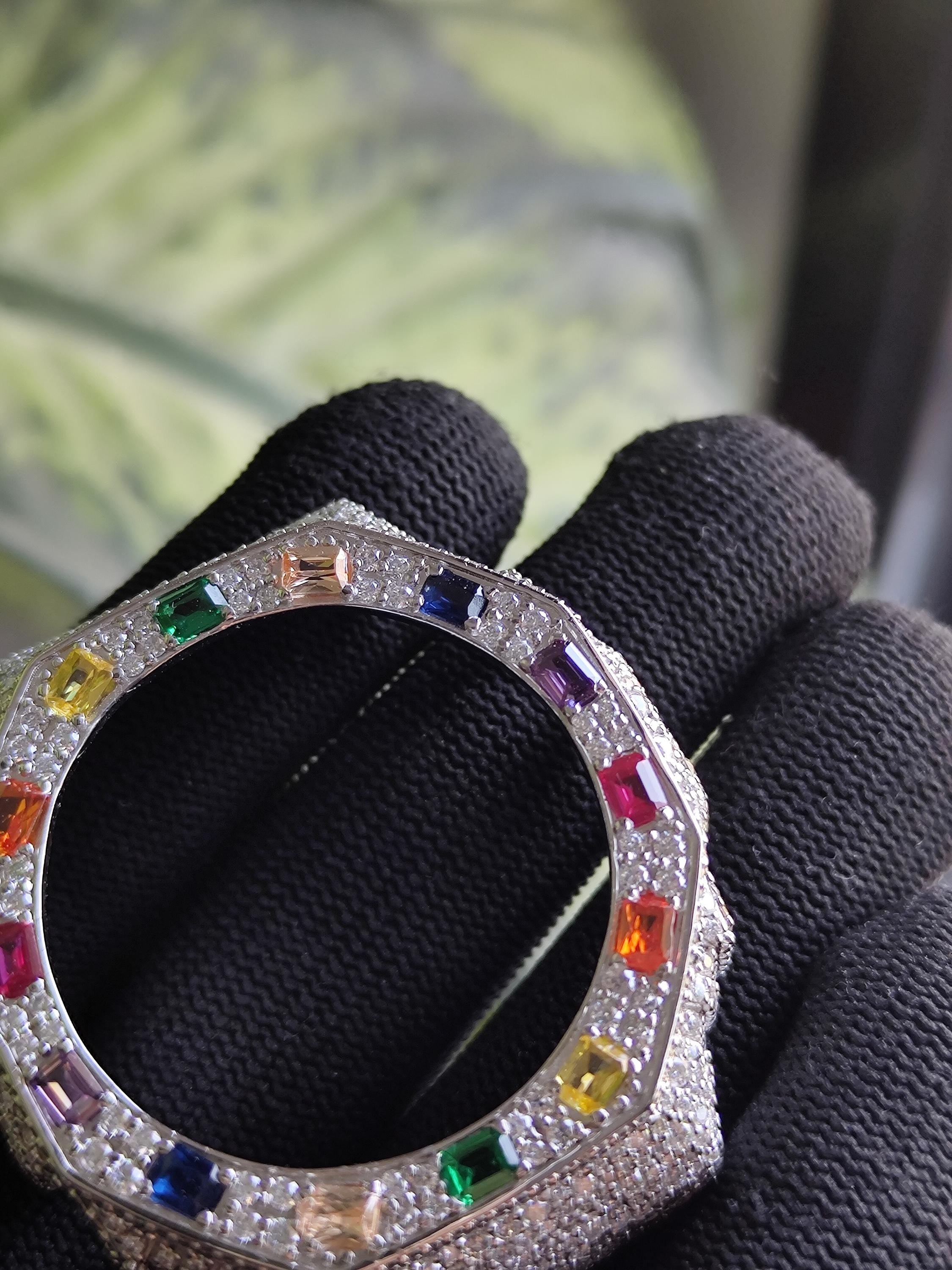 Custom Iced Out  G Shock GA2100 : VVS Moissanite, RAINBOW bezel by Silvoura