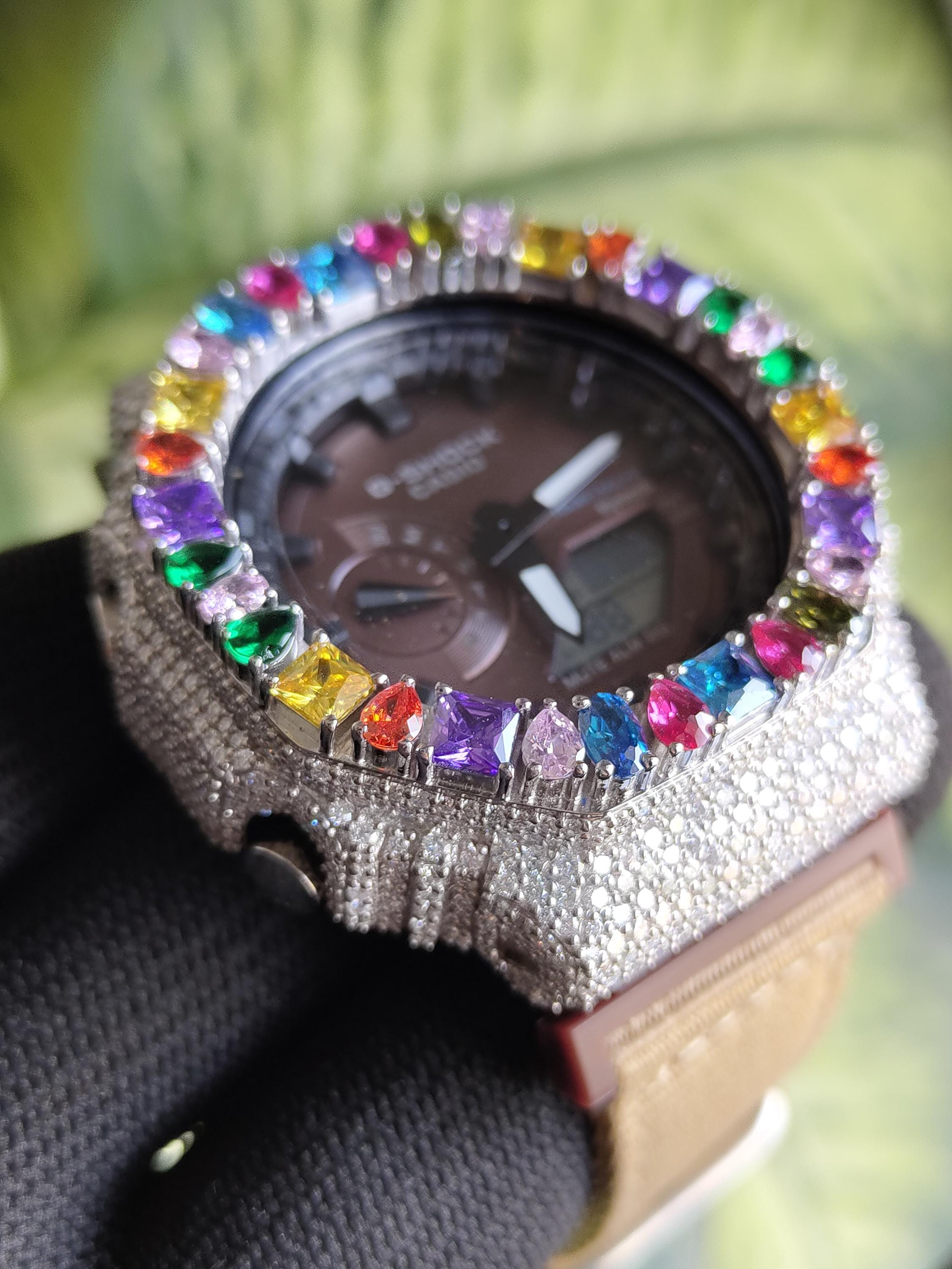Custom Iced Out Watch: Multicolor Gemstone Luxury Watch Design by silvoura