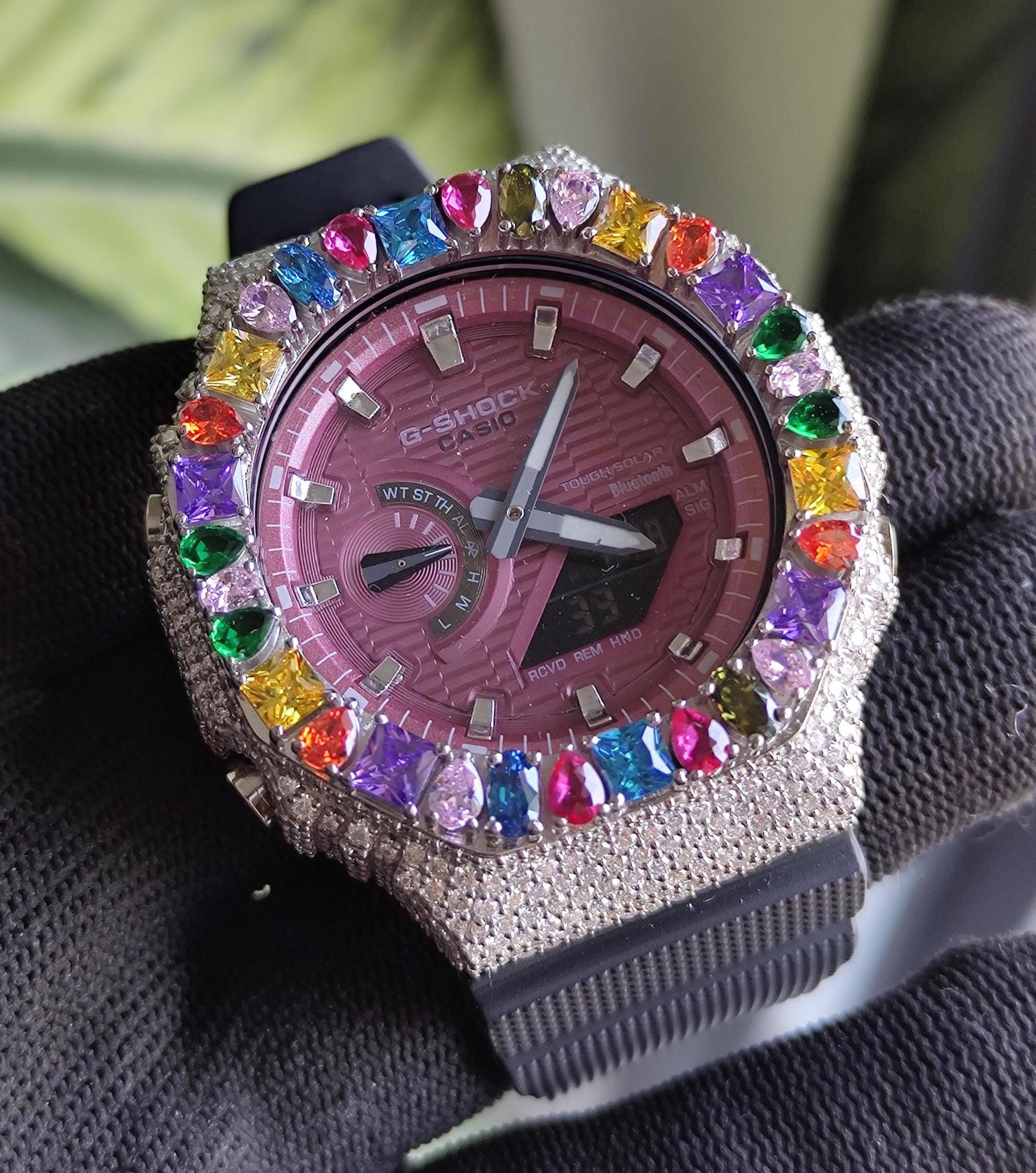 Custom Iced Out Watch: Multicolor Gemstone Luxury Watch Design by silvoura