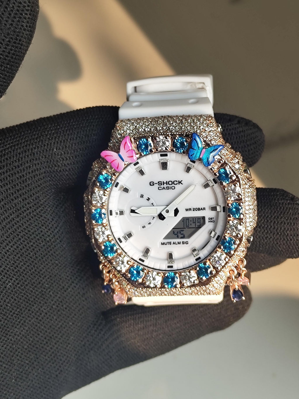 Custom Iced Out Butterfly Moissanite Watch