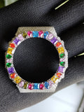 Custom Iced Out GA2100 Bezel: VVS Moissanite Multicolor Gemstone Luxury Design