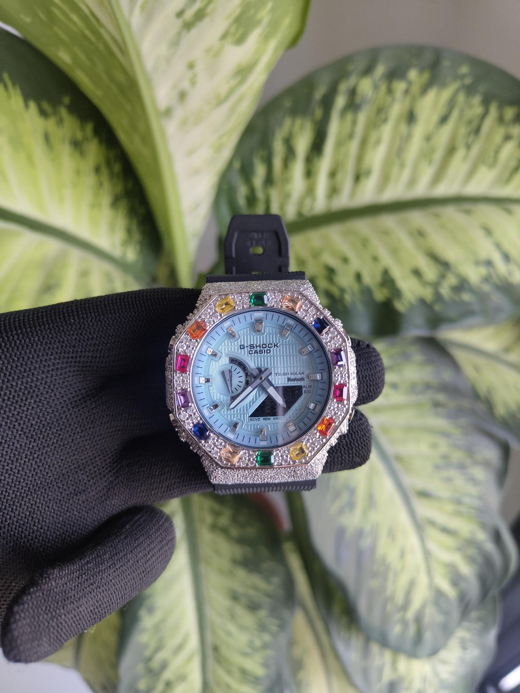 Custom Iced Out Watch: VVS Moissanite, Rainbow Dial by Silvoura