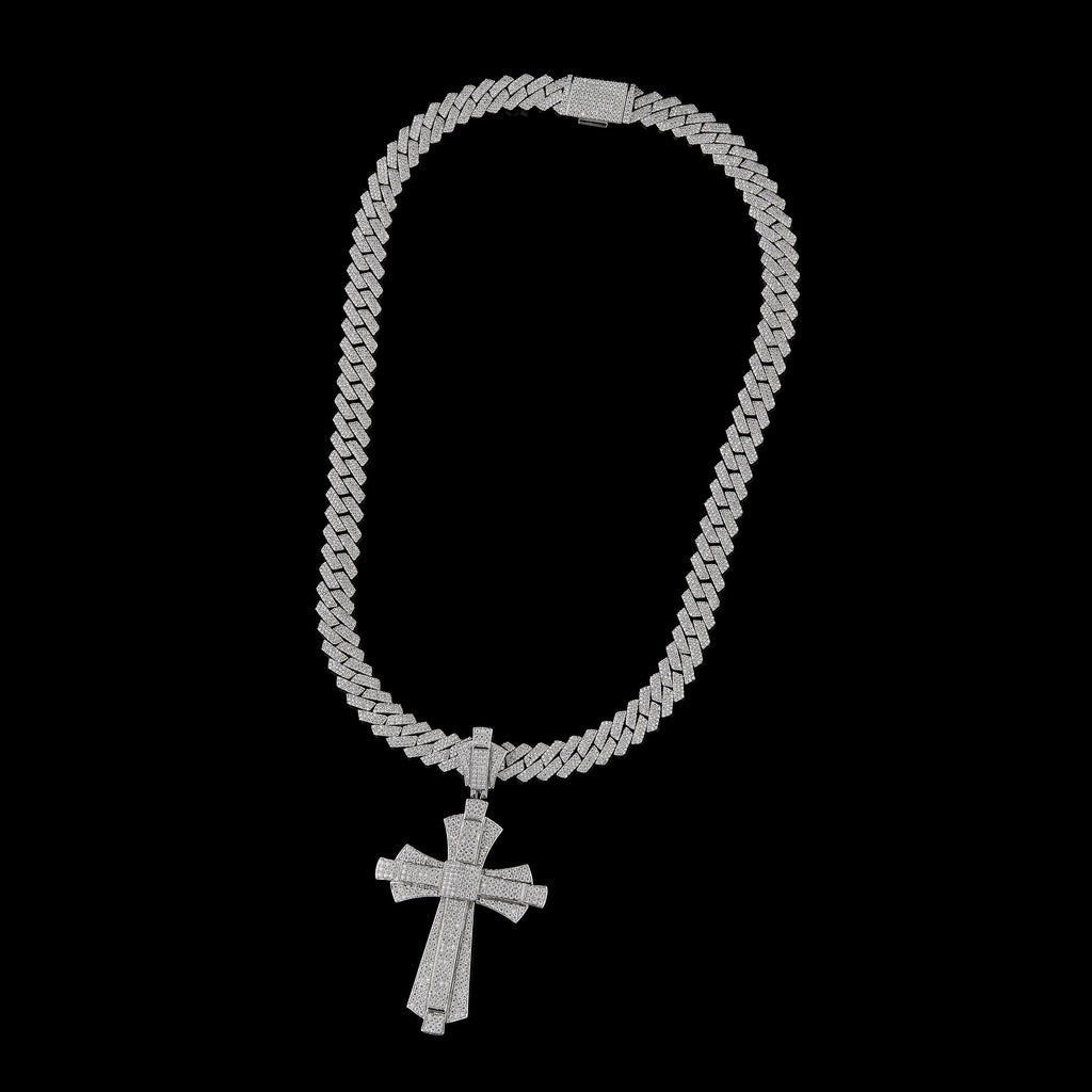 Iced Out Cross Moissanite Pendant : Hip Hop cross