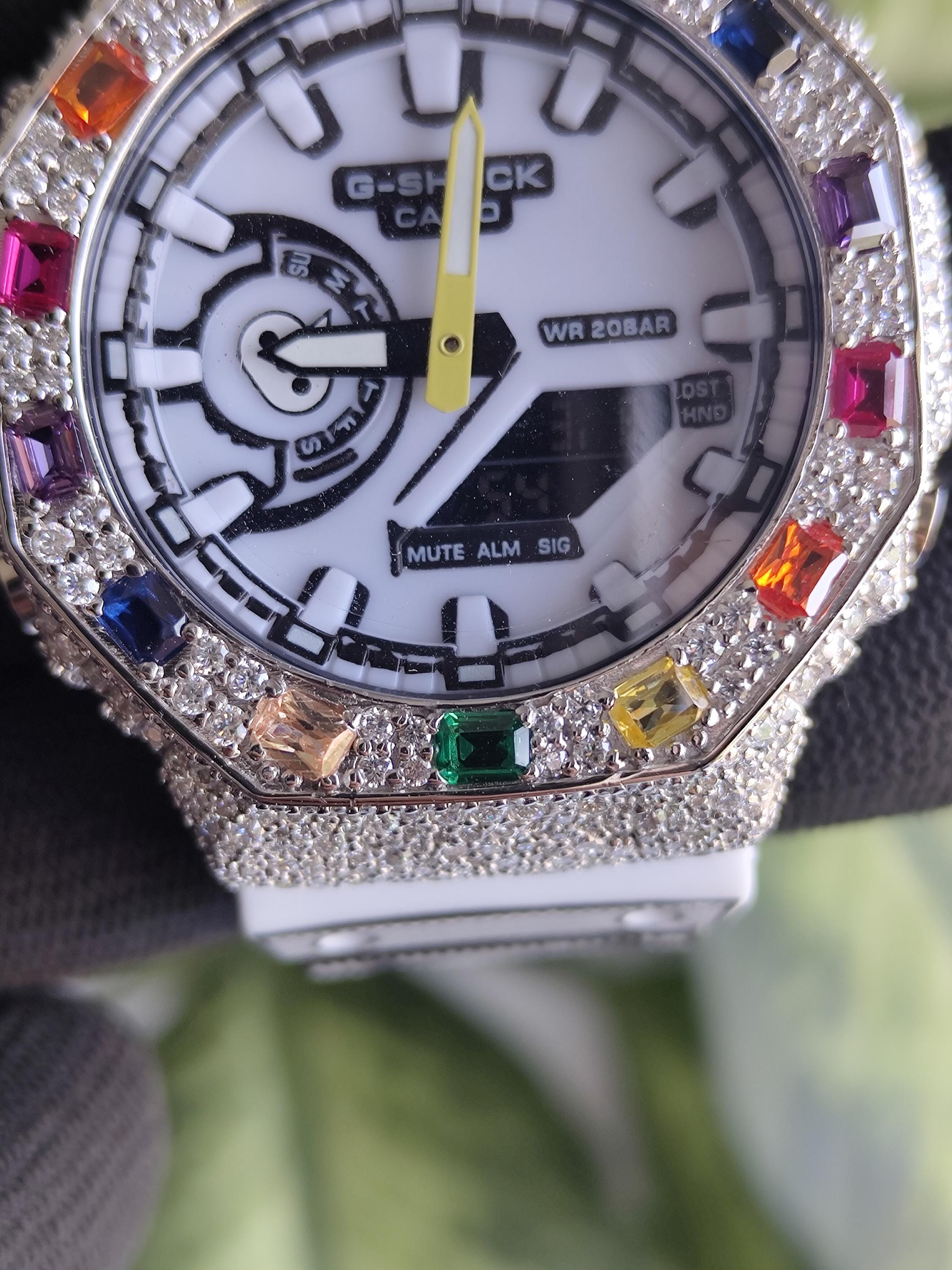 Custom Iced Out Watch: VVS Moissanite, Rainbow Dial by Silvoura
