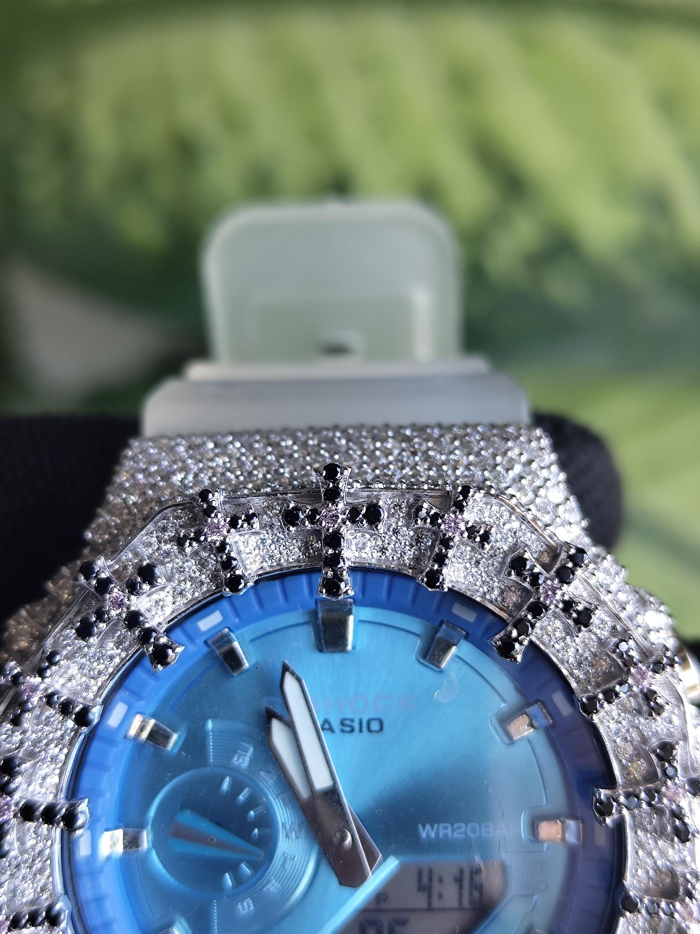 Custom Iced Out Watch: VVS Moissanite Cross Pattern Design by silvoura