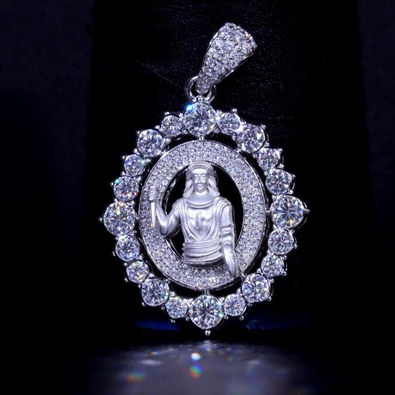 Iced Out Jesus Pendant: VVS Moissanite 925 Sterling Silver Hip Hop