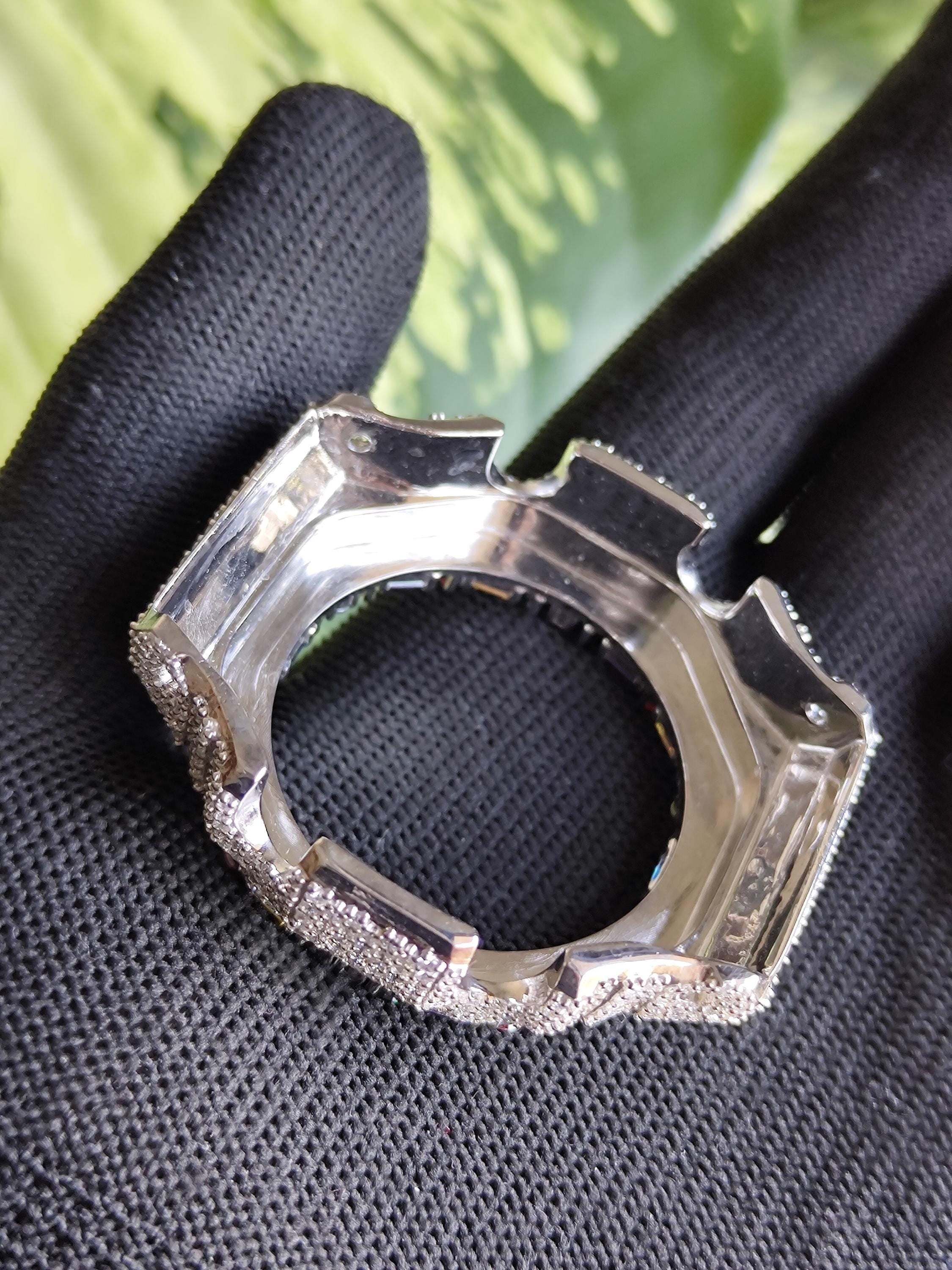 Custom Iced Out GA2100 Bezel: VVS Moissanite Multicolor Gemstone Luxury Design