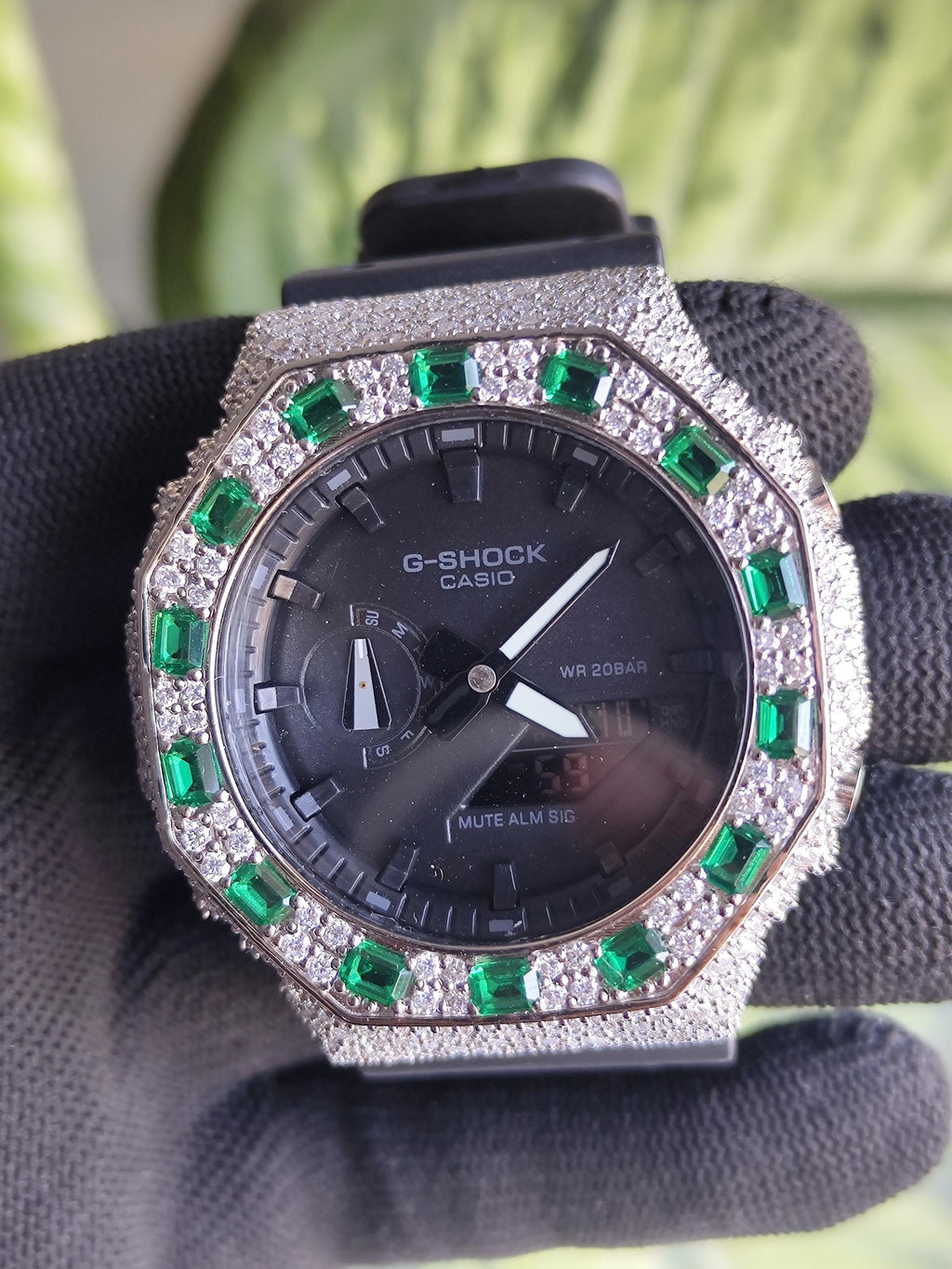 Custom Iced Out Watch: VVS Moissanite, GREEN Dial by Silvoura