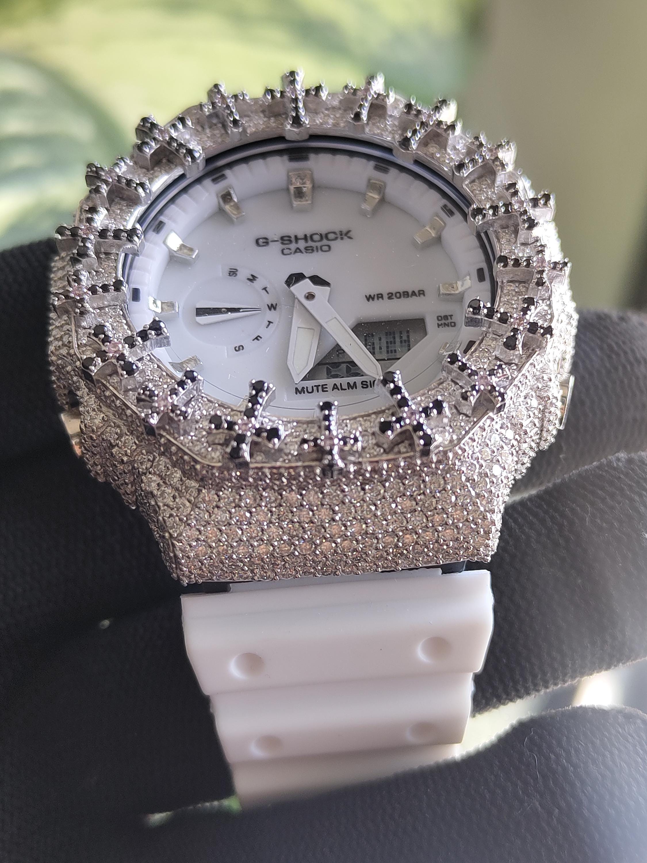 Custom Iced Out Watch: VVS Moissanite Cross Pattern Design by silvoura