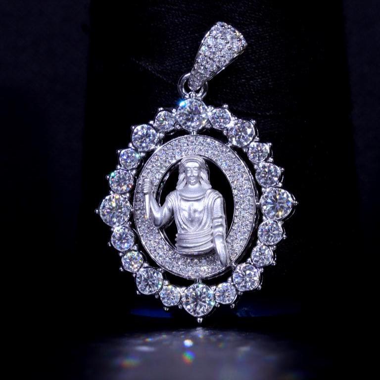 Iced Out Jesus Pendant: VVS Moissanite 925 Sterling Silver Hip Hop