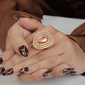 Pink Gemstone & White Moissanite Sterling Silver Statement Ring - Teardrop Cocktail Ring