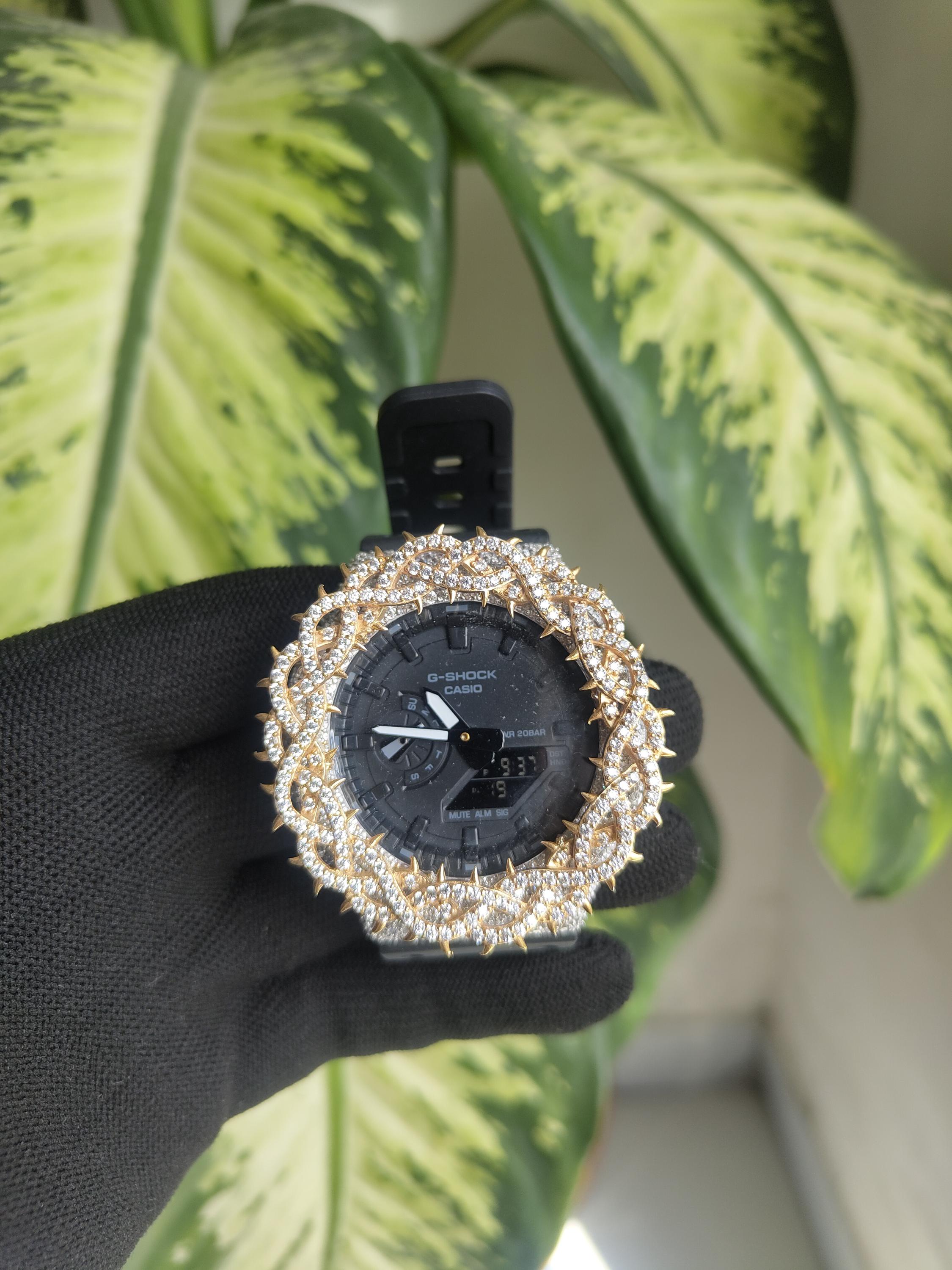 Custom Gold thorn Watch: VVS Moissanite full iced out Thorn Design by silvoura