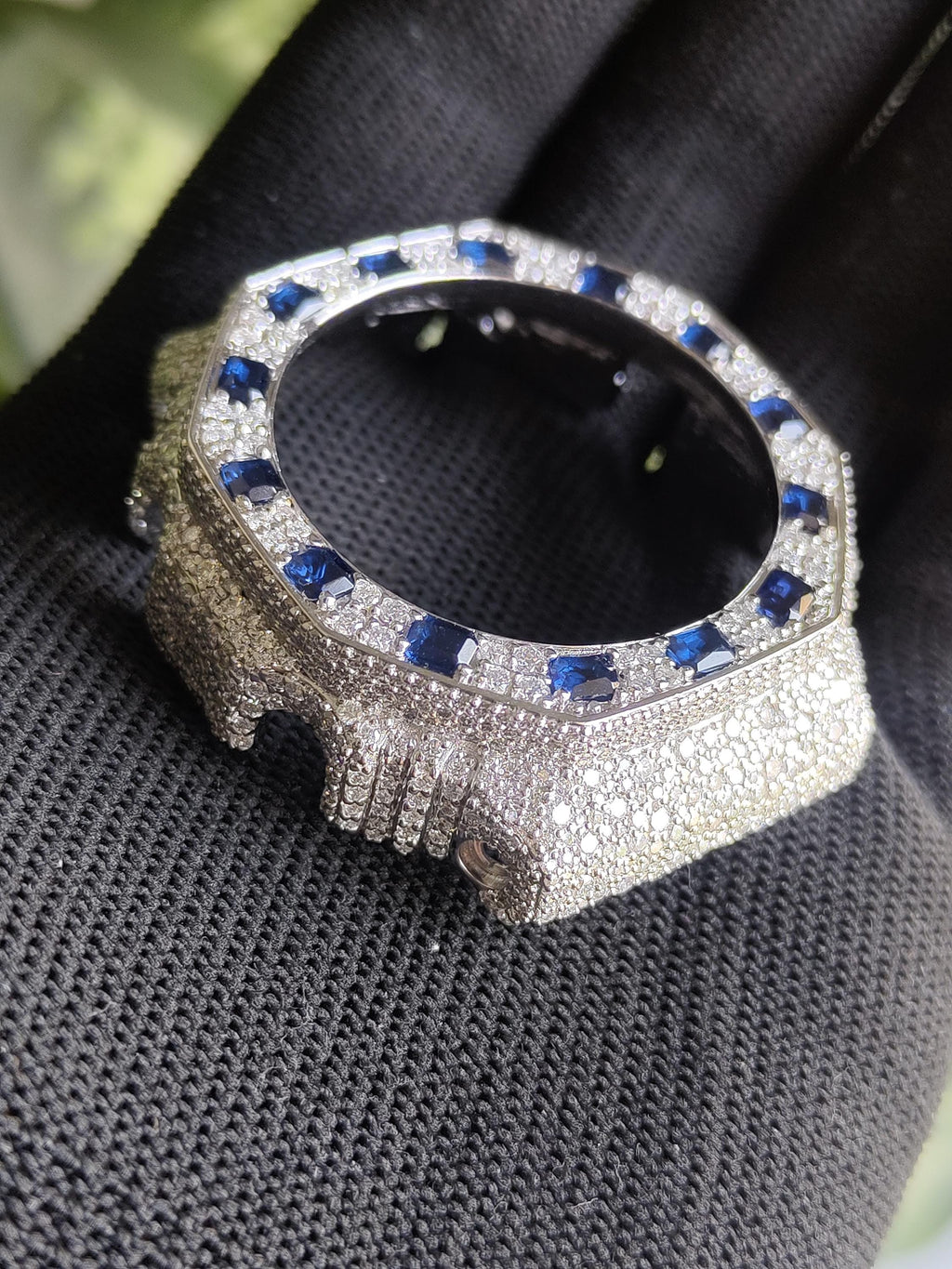Custom Iced Out  G Shock GA2100 : VVS Moissanite, Blue bezel by Silvoura