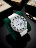 Custom Iced Out Watch: VVS Moissanite, GREEN Dial by Silvoura