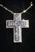 925 Sterling Silver Cross Pendant with Princess cut Moissanite