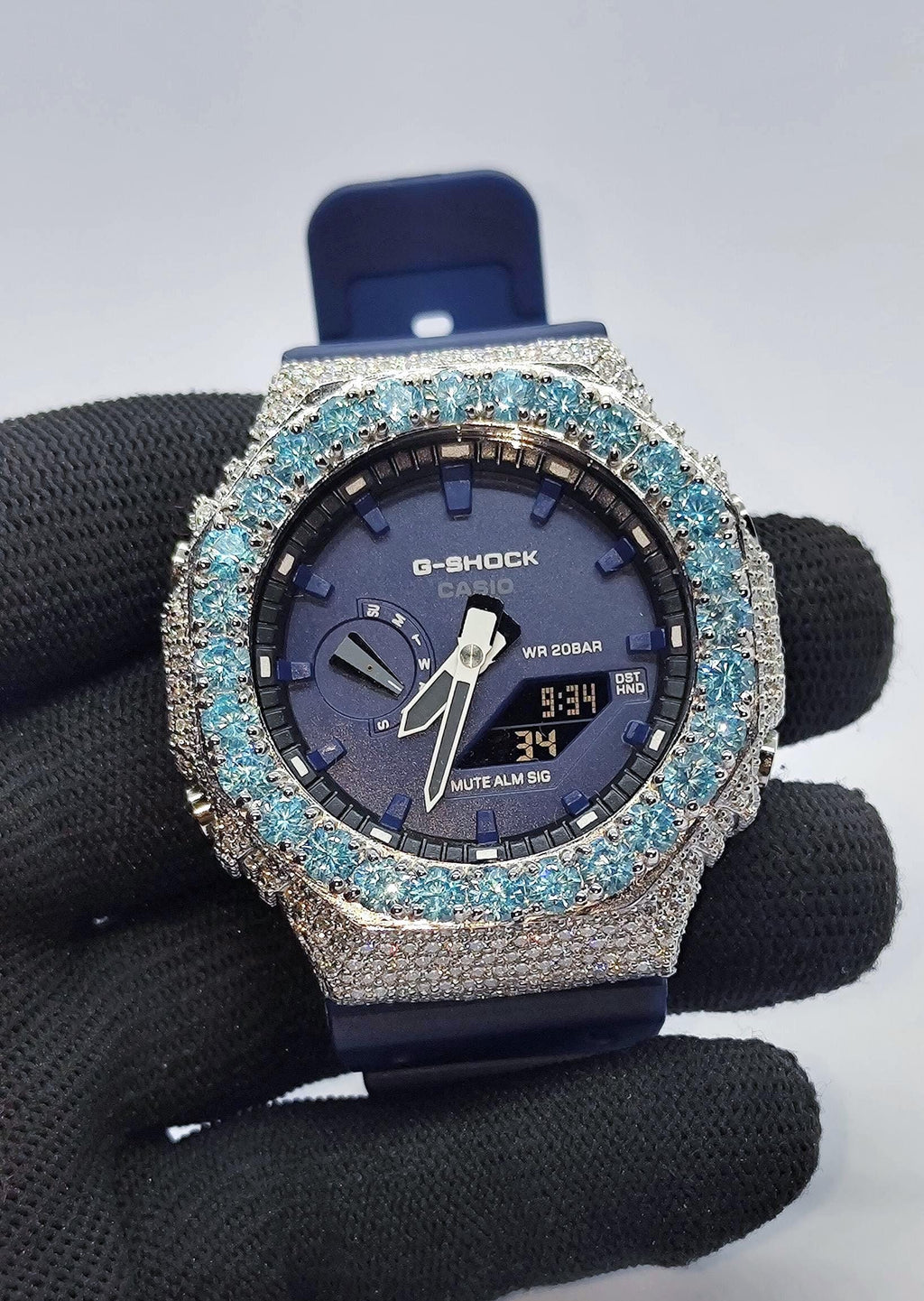 Iced Out Aqua Blue Moissanite Watch | Hip Hop Style Timepiece