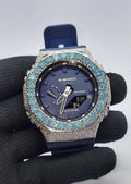 Iced Out Aqua Blue Moissanite Watch | Hip Hop Style Timepiece