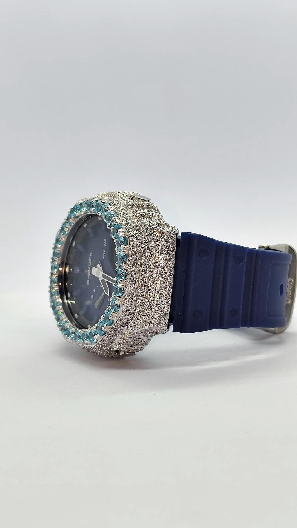 Iced Out Aqua Blue Moissanite Watch | Hip Hop Style Timepiece