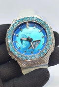 Iced Out Aqua Blue Moissanite Watch | Luxury Hip Hop Diamond Style Timepiece