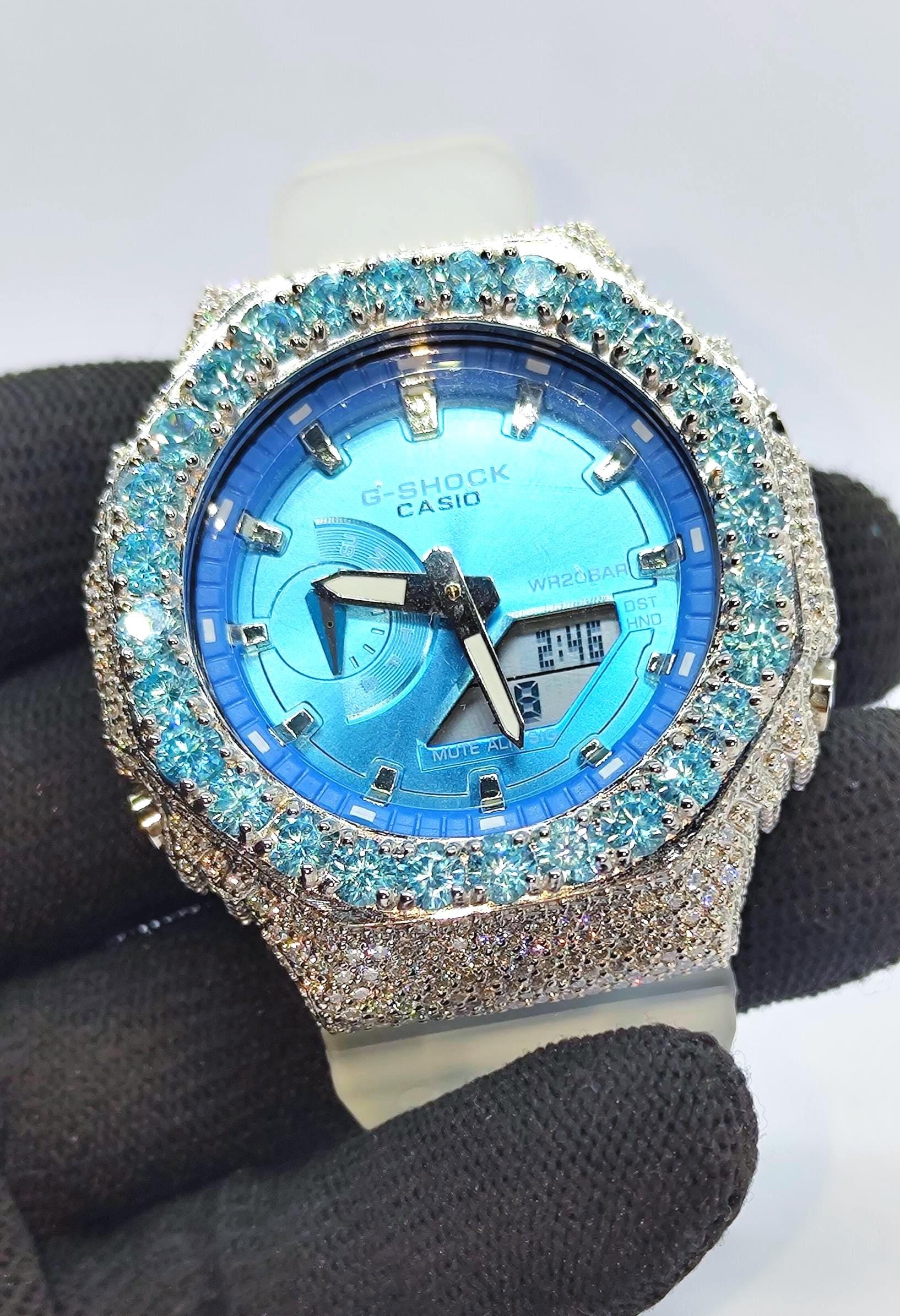 Iced Out Aqua Blue Moissanite Watch | Luxury Hip Hop Diamond Style Timepiece