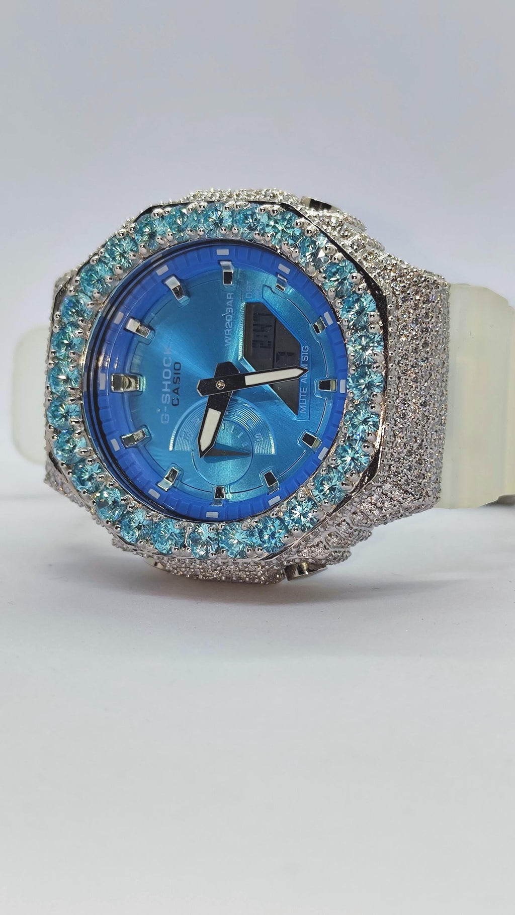 Iced Out Aqua Blue Moissanite Watch | Luxury Hip Hop Diamond Style Timepiece