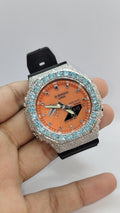 Iced Out Aqua Blue Moissanite Watch | Luxury Hip Hop Timepiece