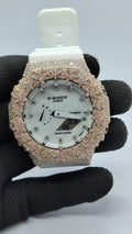 Iced Out Moissanite Custom Watch  – Floral Baguette Bezel – Rose Gold Finish