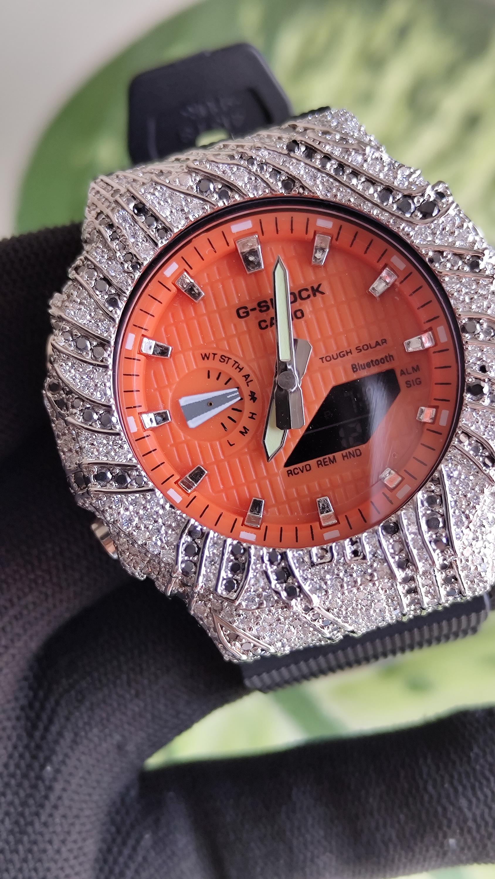 Iced Out White & Black Moissanite Watch | Custom Hip Hop Streetwear Jewelry