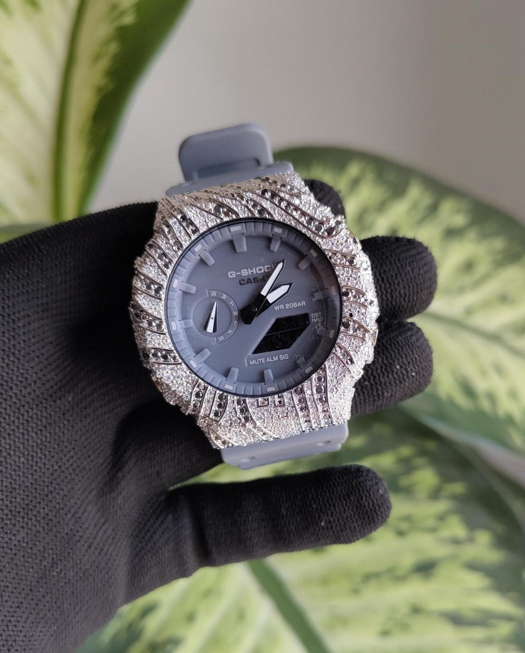 Iced Out Moissanite Watch | White & Black Hip Hop Streetwear Timepiece