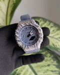Iced Out Moissanite Watch | White & Black Hip Hop Streetwear Timepiece