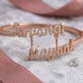 Custom Double Name Bracelet | Rose Gold Finish, Moissanite Stones, Couple Jewelry