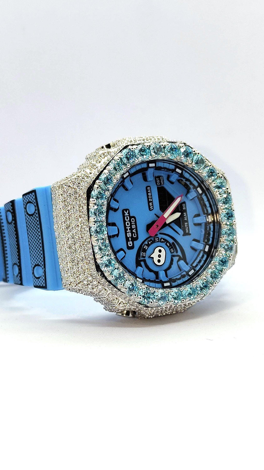 Iced Out Aqua Blue Moissanite Watch | Luxury Hip Hop Custom Diamond Style Timepiece